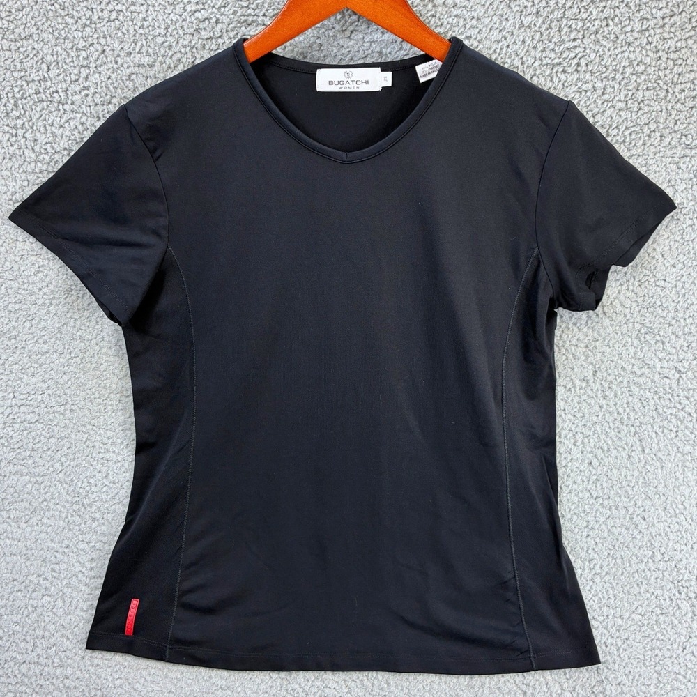 Bugatchi Short Sleeve Crewneck T Shirt Womens XL Black Athletic Active Casual